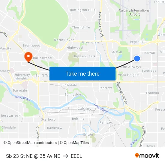 Sb 23 St NE @ 35 Av NE to EEEL map