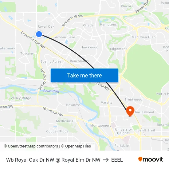 Wb Royal Oak Dr NW @ Royal Elm Dr NW to EEEL map