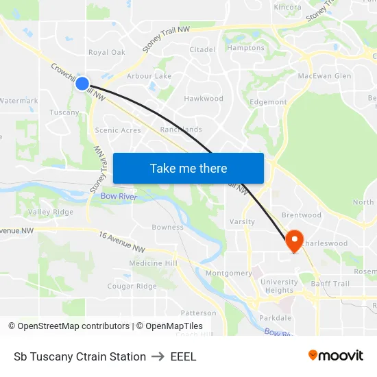 Sb Tuscany Ctrain Station to EEEL map