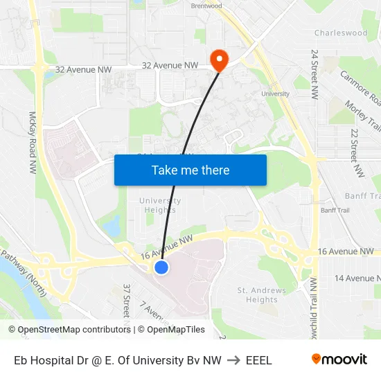 Eb Hospital Dr @ E. Of University Bv NW to EEEL map