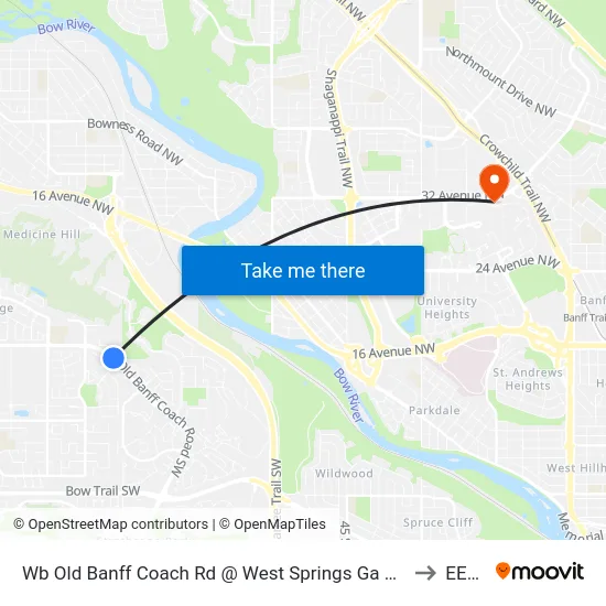 Wb Old Banff Coach Rd @ West Springs Ga SW to EEEL map