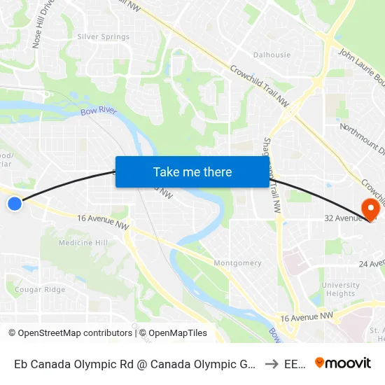 Eb Canada Olympic Rd @ Canada Olympic Ga SW to EEEL map