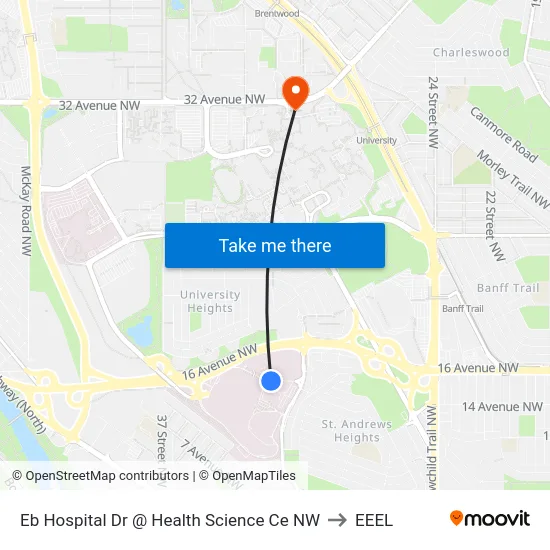 Eb Hospital Dr @ Health Science Ce NW to EEEL map