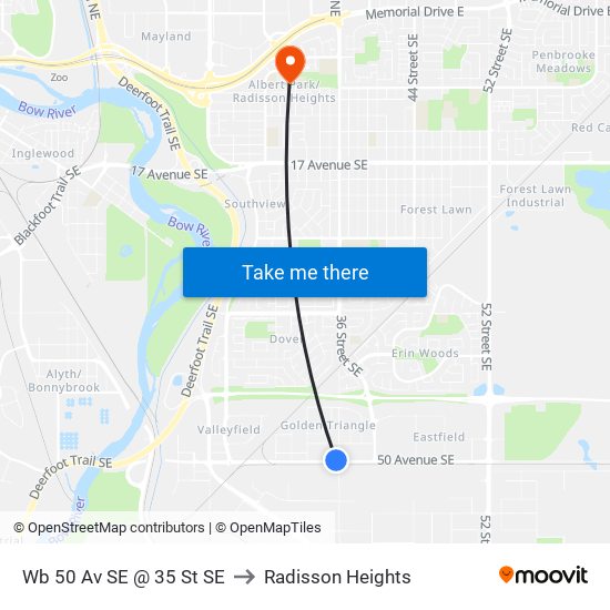 Wb 50 Av SE @ 35 St SE to Radisson Heights map