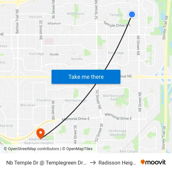 Nb Temple Dr @ Templegreen Dr NE to Radisson Heights map
