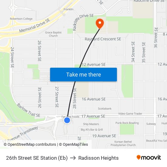 26th Street SE Station (Eb) to Radisson Heights map