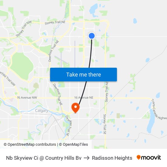 Nb Skyview Ci @ Country Hills Bv to Radisson Heights map