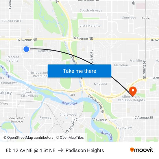 Eb 12 Av NE @ 4 St NE to Radisson Heights map