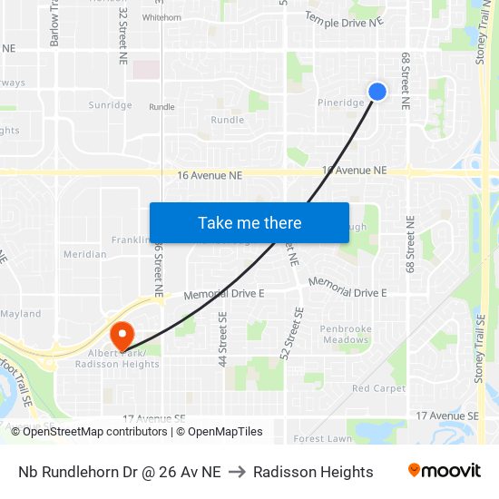 Nb Rundlehorn Dr @ 26 Av NE to Radisson Heights map