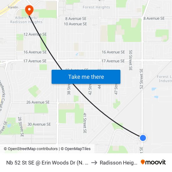 Nb 52 St SE @ Erin Woods Dr (N. Leg) to Radisson Heights map