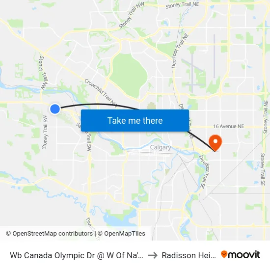 Wb Canada Olympic Dr @ W Of Na'A Dr SW to Radisson Heights map