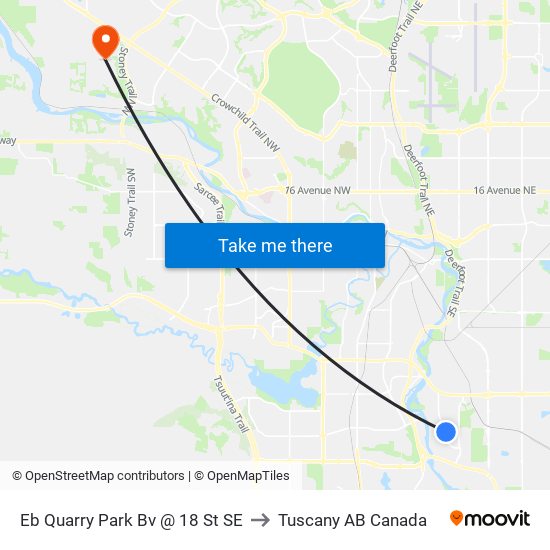 Eb Quarry Park Bv @ 18 St SE to Tuscany AB Canada map