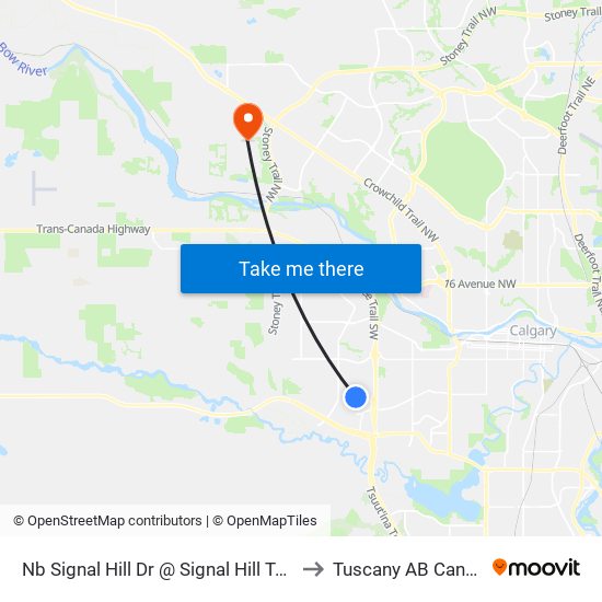 Nb Signal Hill Dr @ Signal Hill Tc SW to Tuscany AB Canada map