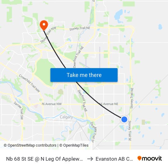 Nb 68 St SE @ N Leg Of Applewood Dr SE to Evanston AB Canada map