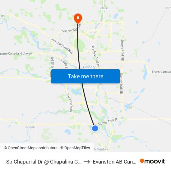 Sb Chaparral Dr @ Chapalina Ga SE to Evanston AB Canada map