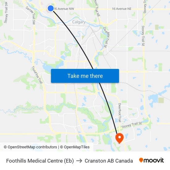 Foothills Medical Centre (Eb) to Cranston AB Canada map