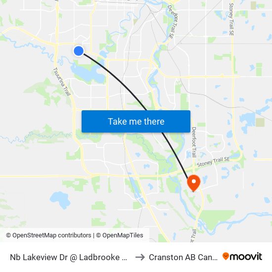 Nb Lakeview Dr @ Ladbrooke Dr SW to Cranston AB Canada map