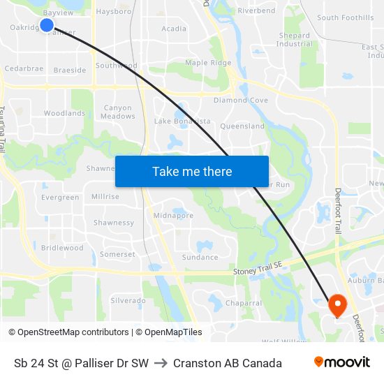 Sb 24 St @ Palliser Dr SW to Cranston AB Canada map