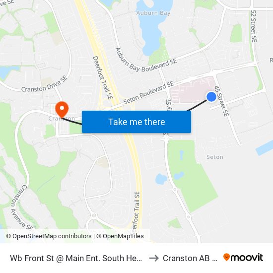 Wb Front St @ Main Ent. South Health Campus SE to Cranston AB Canada map