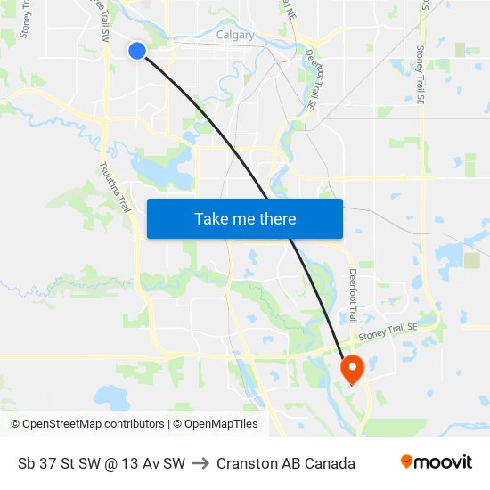 Sb 37 St SW @ 13 Av SW to Cranston AB Canada map