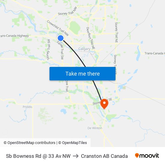 Sb Bowness Rd @ 33 Av NW to Cranston AB Canada map