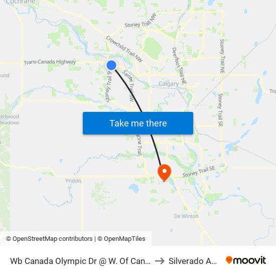 Wb Canada Olympic Dr @ W. Of Canada Olympic Rd SW to Silverado AB Canada map