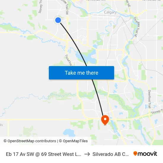 Eb 17 Av SW @ 69 Street West Lrt Station to Silverado AB Canada map