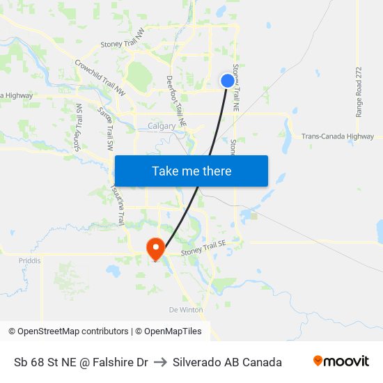 Sb 68 St NE @ Falshire Dr to Silverado AB Canada map