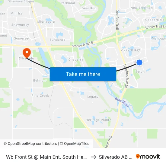 Wb Front St @ Main Ent. South Health Campus SE to Silverado AB Canada map