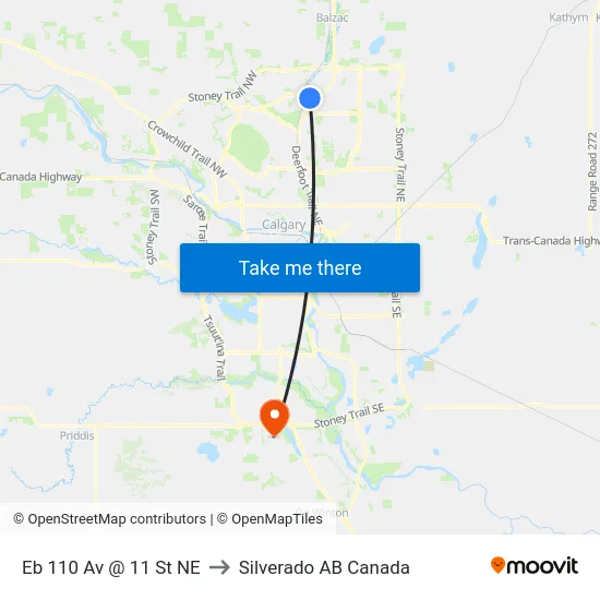 Eb 110 Av @ 11 St NE to Silverado AB Canada map