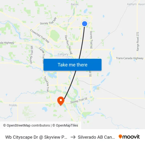 Wb Cityscape Dr @ Skyview Py NE to Silverado AB Canada map