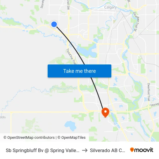 Sb Springbluff Bv @ Spring Valley Wy SW to Silverado AB Canada map