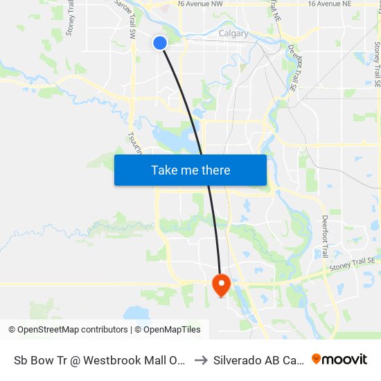 Sb Bow Tr @ Westbrook Mall Overpass to Silverado AB Canada map