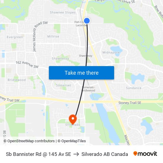 Sb Bannister Rd @ 145 Av SE to Silverado AB Canada map