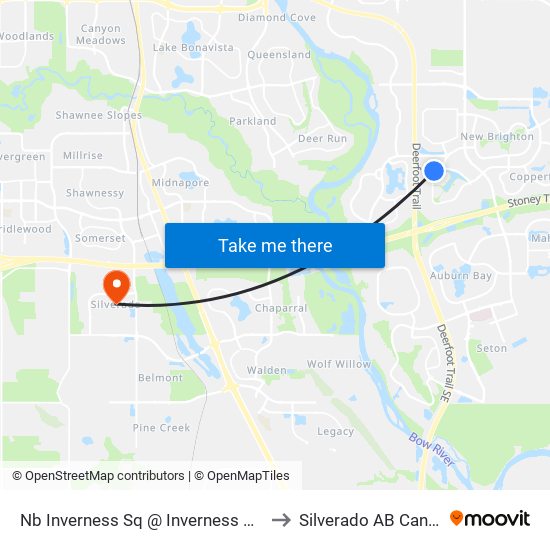 Nb Inverness Sq @ Inverness Rd SE to Silverado AB Canada map