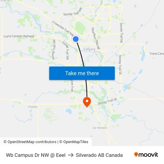 Wb Campus Dr NW @ Eeel to Silverado AB Canada map
