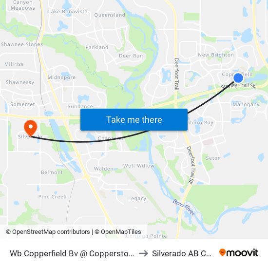 Wb Copperfield Bv @ Copperstone Gv SE to Silverado AB Canada map