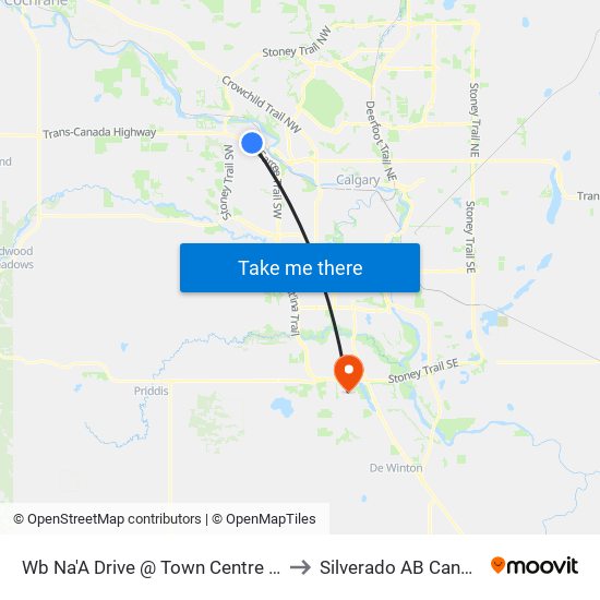 Wb Na'A Drive @ Town Centre SW to Silverado AB Canada map