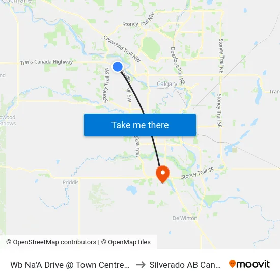 Wb Na'A Drive @ Town Centre SW to Silverado AB Canada map