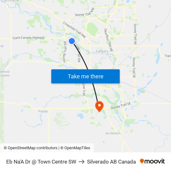 Eb Na'A Dr @ Town Centre SW to Silverado AB Canada map
