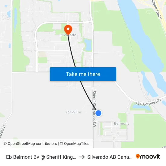 Eb Belmont Bv @ Sheriff King St to Silverado AB Canada map