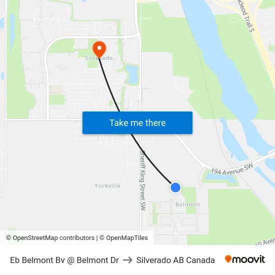 Eb Belmont Bv @ Belmont Dr to Silverado AB Canada map