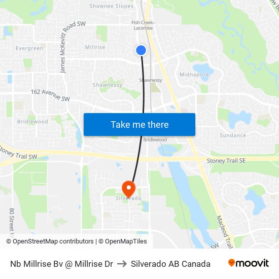 Nb Millrise Bv @  Millrise Dr to Silverado AB Canada map