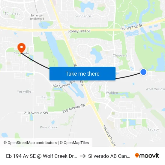 Eb 194 Av SE @ Wolf Creek Dr. SE to Silverado AB Canada map