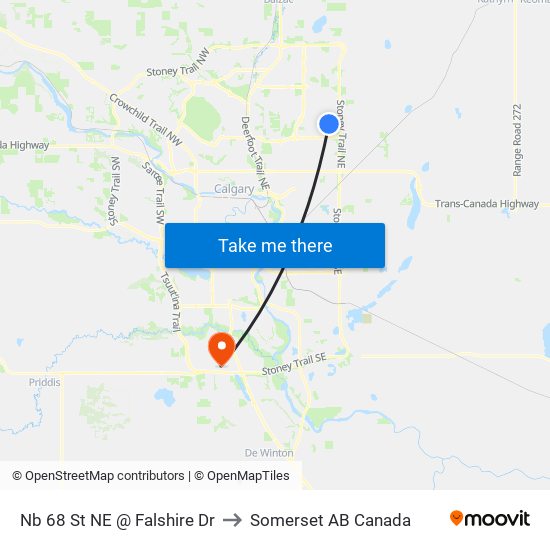 Nb 68 St NE @ Falshire Dr to Somerset AB Canada map