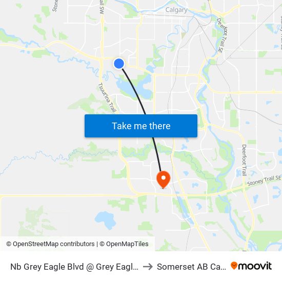 Nb Grey Eagle Blvd @ Grey Eagle Dr SW to Somerset AB Canada map