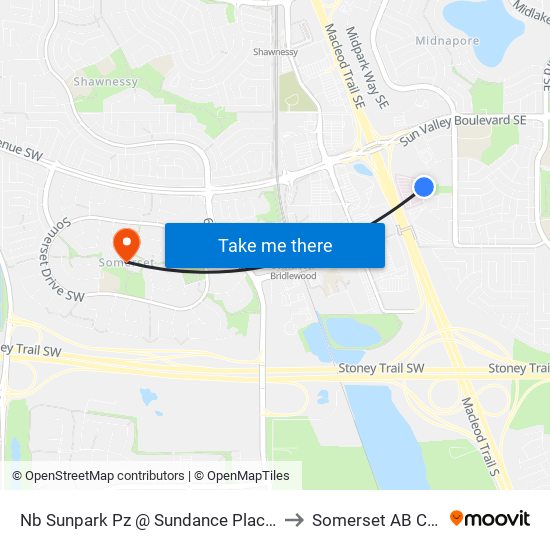 Nb Sunpark  Pz @ Sundance Place Park SE to Somerset AB Canada map