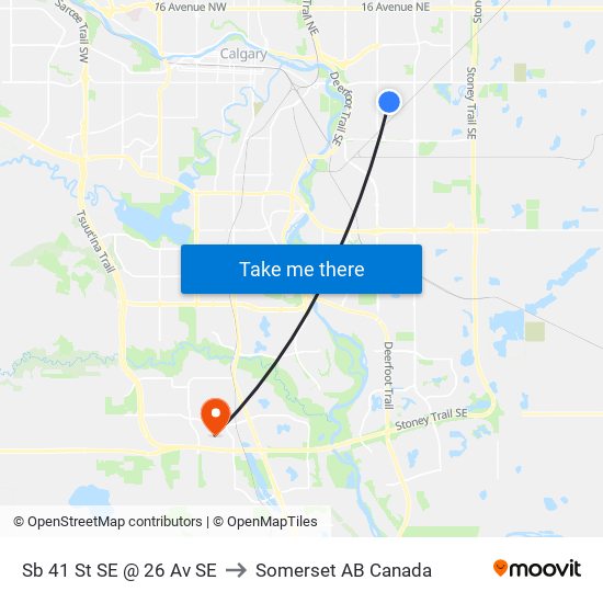 Sb 41 St SE @ 26 Av SE to Somerset AB Canada map