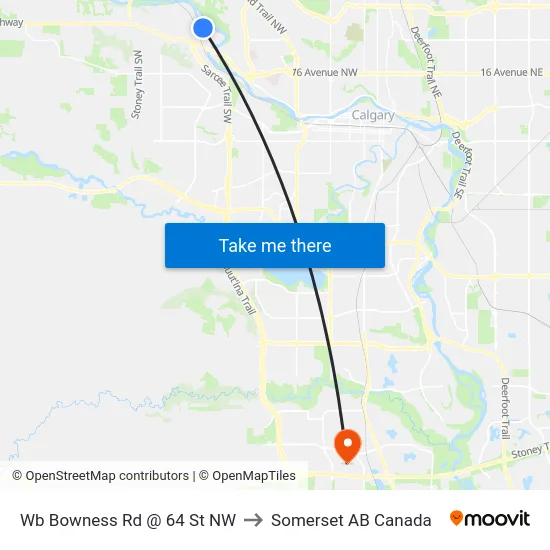 Wb Bowness Rd @ 64 St NW to Somerset AB Canada map