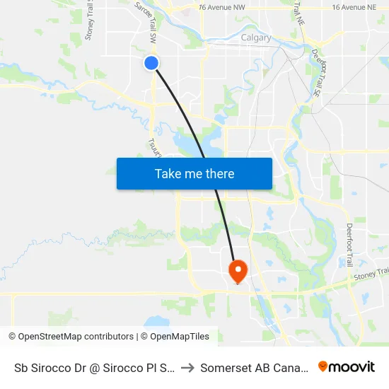 Sb  Sirocco Dr @  Sirocco Pl SW to Somerset AB Canada map